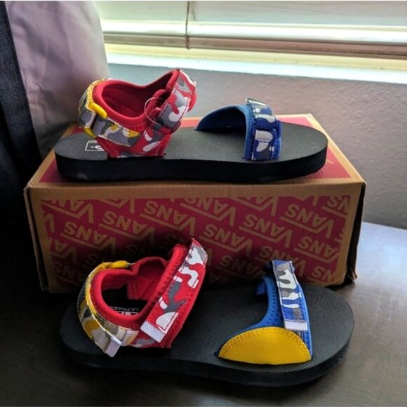 Vans Shoes Toddler 3K New Tri-Lock Primary Camo Sandals VNOA54FJ9GB1 112025 - Picture 2 of 11